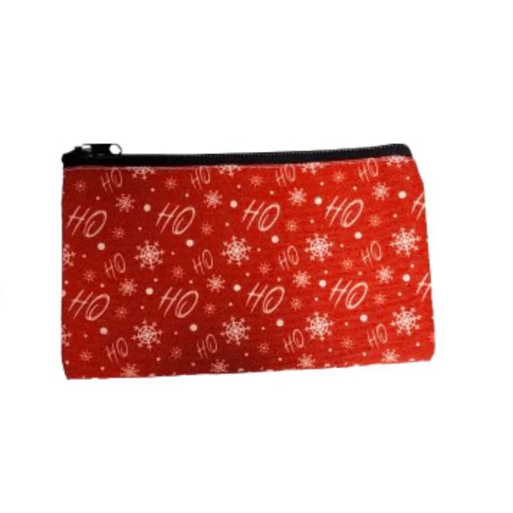 Ho Ho Ho Red Small Makeup Cosmetic Pouch